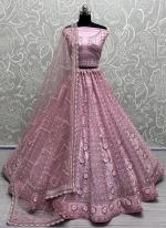 Net Pink Bridal Wear Embroidery Work Lehenga Choli